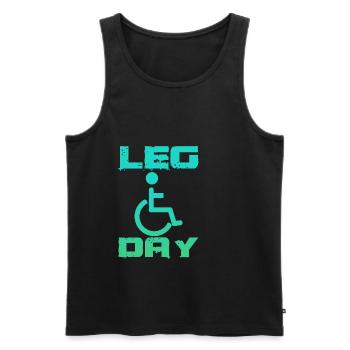 Leg Day Fauteuil roulant handicapé 18 - Débardeur bio Premium Homme - noir - Devant - Michal (187cm)