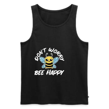 Ne vous inquiétez pas Bee Happy 28 - Débardeur bio Premium Homme - noir - Devant - Michal (187cm)