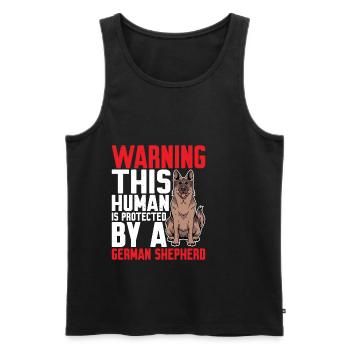 This human is protected by a German Shepherd 5 - Men's Premium Organic Tank Top - black - Front - Michal (187cm)