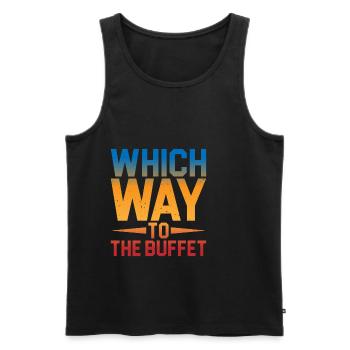 Which Way To The Buffet 12 - Männer Premium Bio Tank Top - Schwarz - Vorne - AI Model Male 178 light (178cm)