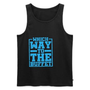 Which Way To The Buffet 11 - Männer Premium Bio Tank Top - Schwarz - Vorne - AI Model Male 178 light (178cm)