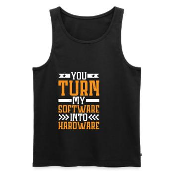 You Turn My Software Into Hardware 7 - Men's Premium Organic Tank Top - black - Front - AI Model Male 178 light (178cm)