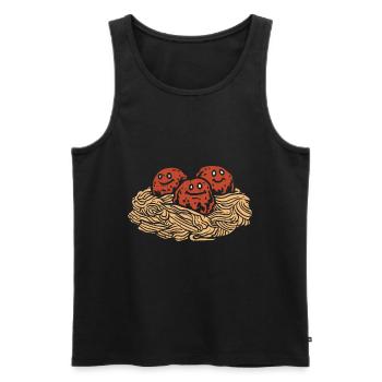 Spaghetti meatballs - Men's Premium Organic Tank Top - black - Front - AI Model Male 178 light (178cm)