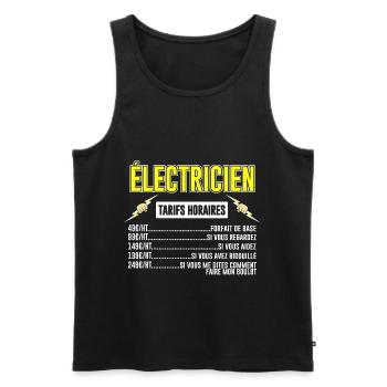 Électricien Tarifs Horaires - Débardeur bio Premium Homme - noir - Devant - AI Model Male 178 light (178cm)