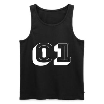 01 - Number - Team - Men's Premium Organic Tank Top - black - Front - Michal (187cm)