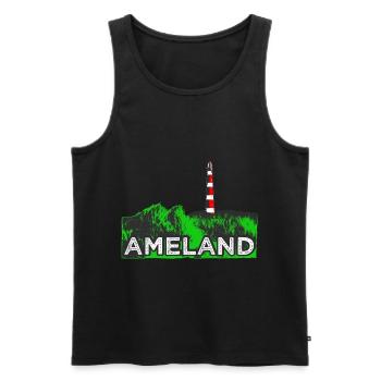 Ameland Lighthouse - Men's Premium Organic Tank Top - black - Front - Michal (187cm)