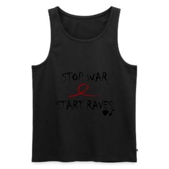 Stop War Start Rave: l'idée d'un amoureux des cadeaux - Débardeur bio Premium Homme - noir - Devant - Michal (187cm)