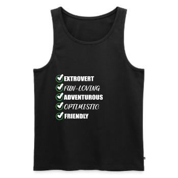 Extrovertiert lustig Abenteuerliche Person Geschen - Männer Premium Bio Tank Top - Schwarz - Vorne - AI Model Male 178 light (178cm)