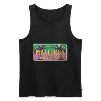 Mallorca Summer Sun Beach Sea Palms Holiday - Men's Premium Organic Tank Top - black - Front - AI Model Male 178 light (178cm)
