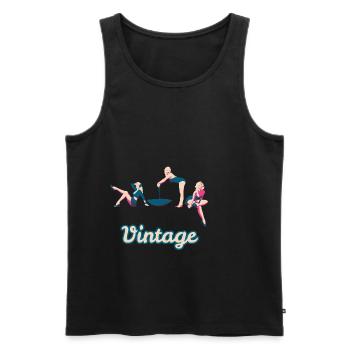 Retro Pin Up Girls vintage sexy frau nostalgie - Männer Premium Bio Tank Top - Schwarz - Vorne - AI Model Male 178 light (178cm)