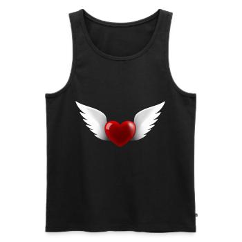 Coeur avec des ailes d'ange - Débardeur bio Premium Homme - noir - Devant - AI Model Male 178 light (178cm)