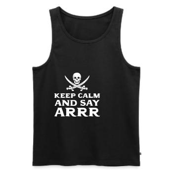 Say ARRR. Ship Captain Gift - Men's Premium Organic Tank Top - black - Front - AI Model Male 178 light (178cm)