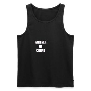 PARTNER IN CRIME - Männer Premium Bio Tank Top - Schwarz - Vorne - AI Model Male 178 light (178cm)