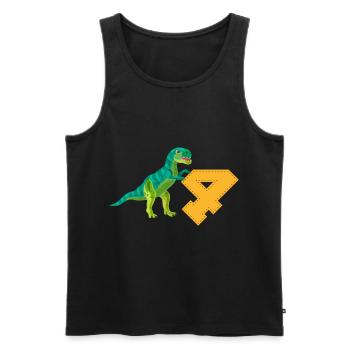 4th Birthday Boys Kids Tyrannosaurus Rex Dino - Men's Premium Organic Tank Top - black - Front - Michal (187cm)