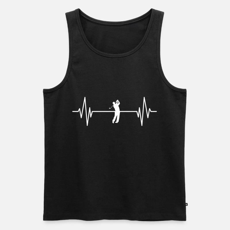 Golf - Hearbeat - Männer Premium Bio Tank Top - Schwarz