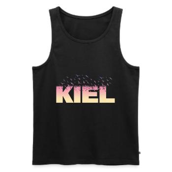 Kiel Germany City Font Birds Skyline - Men's Premium Organic Tank Top - black - Front - AI Model Male 178 light (178cm)