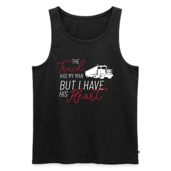 Der Truck Hat Meinen Mann Ich Habe Sein Herz LKW - Männer Premium Bio Tank Top - Schwarz - Vorne - Michal (187cm)