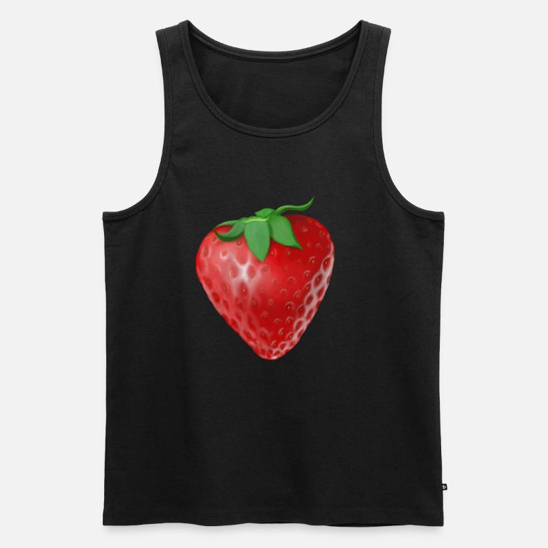 Leckere rote Erdbeere - Männer Premium Bio Tank Top - Schwarz