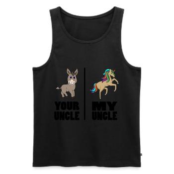 Your Uncle My Uncle Funny Unicorn Gift - Men's Premium Organic Tank Top - black - Front - AI Model Male 178 light (178cm)