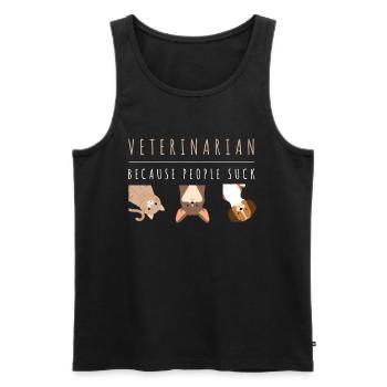 Tierarzt, weil Menschen nerven. Veterinär Geschenk - Männer Premium Bio Tank Top - Schwarz - Vorne - AI Model Male 178 light (178cm)