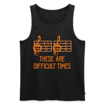 Musicians Sheet Music Difficult Times Music Gift - Men's Premium Organic Tank Top - black - Front - Michal (187cm)