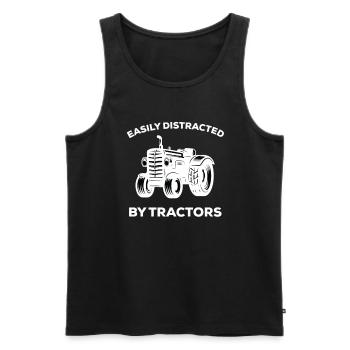 Facilement distrait par les tracteurs Bauer agriculteur - Débardeur bio Premium Homme - noir - Devant - Michal (187cm)