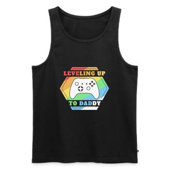 Leveling up to Dad Pregnancy T-Shirt - Men's Premium Organic Tank Top - black - Front - AI Model Male 178 light (178cm)