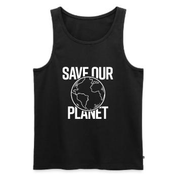 save our planet - Männer Premium Bio Tank Top - Schwarz - Vorne - AI Model Male 178 light (178cm)