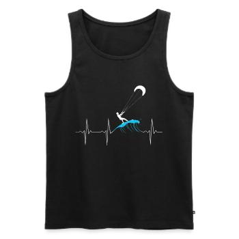 ECG Heartbeat Heartbeat Kitesurfing Wave - Men's Premium Organic Tank Top - black - Front - Michal (187cm)