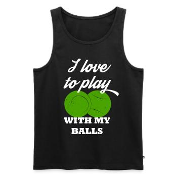 Je joue avec mes balles tennis humour cadeau - Débardeur bio Premium Homme - noir - Devant - AI Model Male 178 light (178cm)