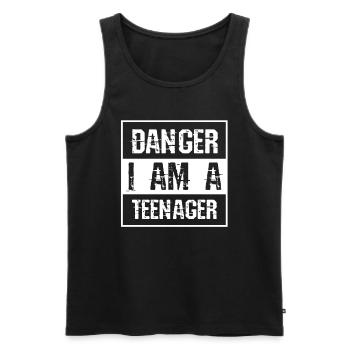 Danger je suis un adolescent anniversaire adolescent - Débardeur bio Premium Homme - noir - Devant - Michal (187cm)