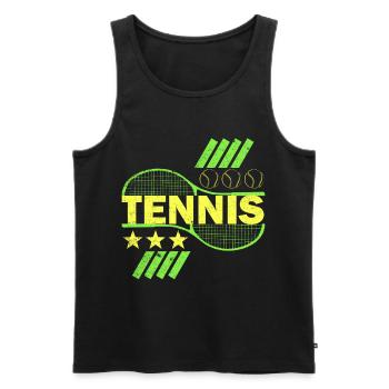 Tennis color motive tennis racket gift idea - Men's Premium Organic Tank Top - black - Front - AI Model Male 178 light (178cm)