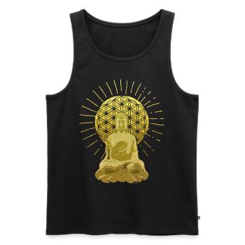 Bouddha avec fleur de la vie de cadeau - Débardeur bio Premium Homme - noir - Devant - AI Model Male 178 light (178cm)