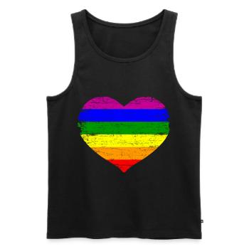 Cadeau de fierté de coeur d'arc-en-bande LGBT - Débardeur bio Premium Homme - noir - Devant - Michal (187cm)