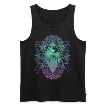 Panorama du mandala ésotérique et yoga spirituel - Débardeur bio Premium Homme - noir - Devant - AI Model Male 178 light (178cm)