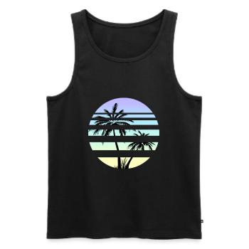 Vaporwave Aesthetics Retro Vintage Sun Palms - Men's Premium Organic Tank Top - black - Front - Michal (187cm)