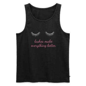 Lashes Make Everything Better Make Up Kosmetiker - Männer Premium Bio Tank Top - Schwarz - Vorne - AI Model Male 178 light (178cm)
