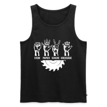 Zimmerer Schreiner Stein Schere Papier Kreissäge - Männer Premium Bio Tank Top - Schwarz - Vorne - Michal (187cm)