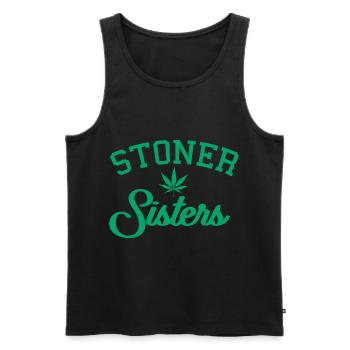 STONER SISTERS Weed 420 Girlfriend Gift For 2 - Men's Premium Organic Tank Top - black - Front - Michal (187cm)