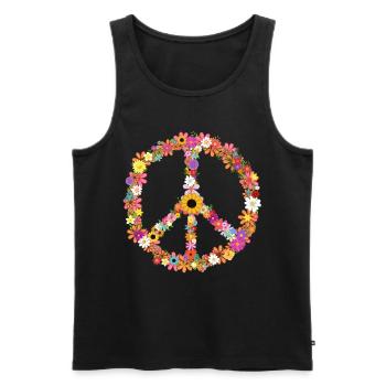 Symbole de la paix avec hippie floral - Débardeur bio Premium Homme - noir - Devant - AI Model Male 178 light (178cm)