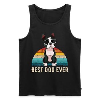 Boston Terrier retro gift shirt - Men's Premium Organic Tank Top - black - Front - Michal (187cm)
