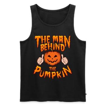 MAN BEHIND THE PUMPKIN Gift Halloween Costume - Men's Premium Organic Tank Top - black - Front - Michal (187cm)