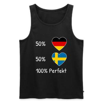 50% German% 50 Swedish - 100% perfect - Men's Premium Organic Tank Top - black - Front - Michal (187cm)