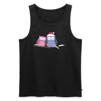 Zwei Eulen Uhu am Kuscheln - Männer Premium Bio Tank Top - Schwarz - Vorne - AI Model Male 178 light (178cm)