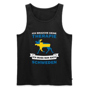 Ich brauche keine Therapie Ich muss nach Schweden - Männer Premium Bio Tank Top - Schwarz - Vorne - Michal (187cm)
