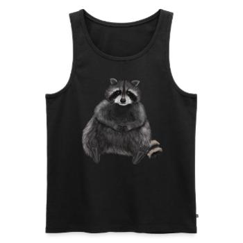 Sitting relaxed raccoon - Men's Premium Organic Tank Top - black - Front - AI Model Male 178 light (178cm)
