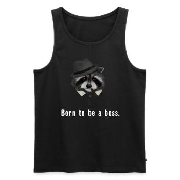 Waschbär born to be a boss - Männer Premium Bio Tank Top - Schwarz - Vorne - AI Model Male 178 light (178cm)