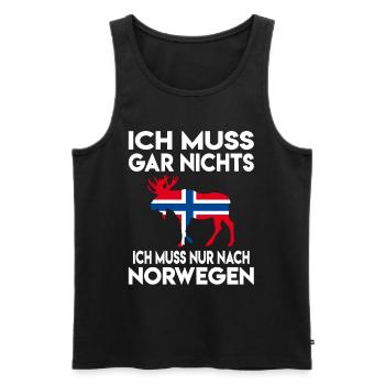 Ich muss gar nichts, ich muss nur nach Norwegen - Männer Premium Bio Tank Top - Schwarz - Vorne - Michal (187cm)