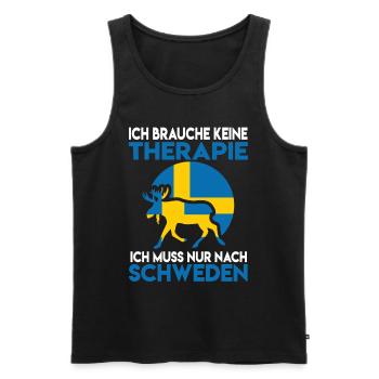 Ich brauche keine Therapie Ich muss nach Schweden - Männer Premium Bio Tank Top - Schwarz - Vorne - Michal (187cm)