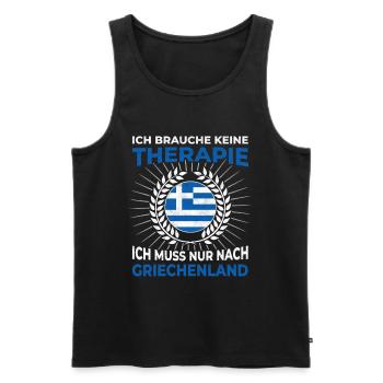 Griechenland Urlaub Reise Sprichwort Therapie - Männer Premium Bio Tank Top - Schwarz - Vorne - Michal (187cm)